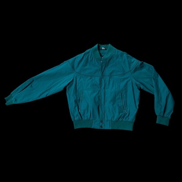 Vintage Bomber Jacket Par Four 1990s Teal Size Large Zip Up Pockets Retro - Picture 2 of 10